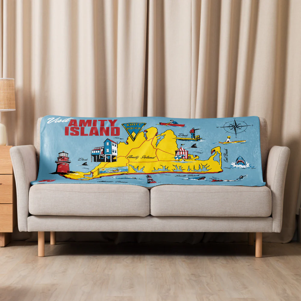 Jaws 50th Anniversary Amity Island Sherpa Blanket - Image 4