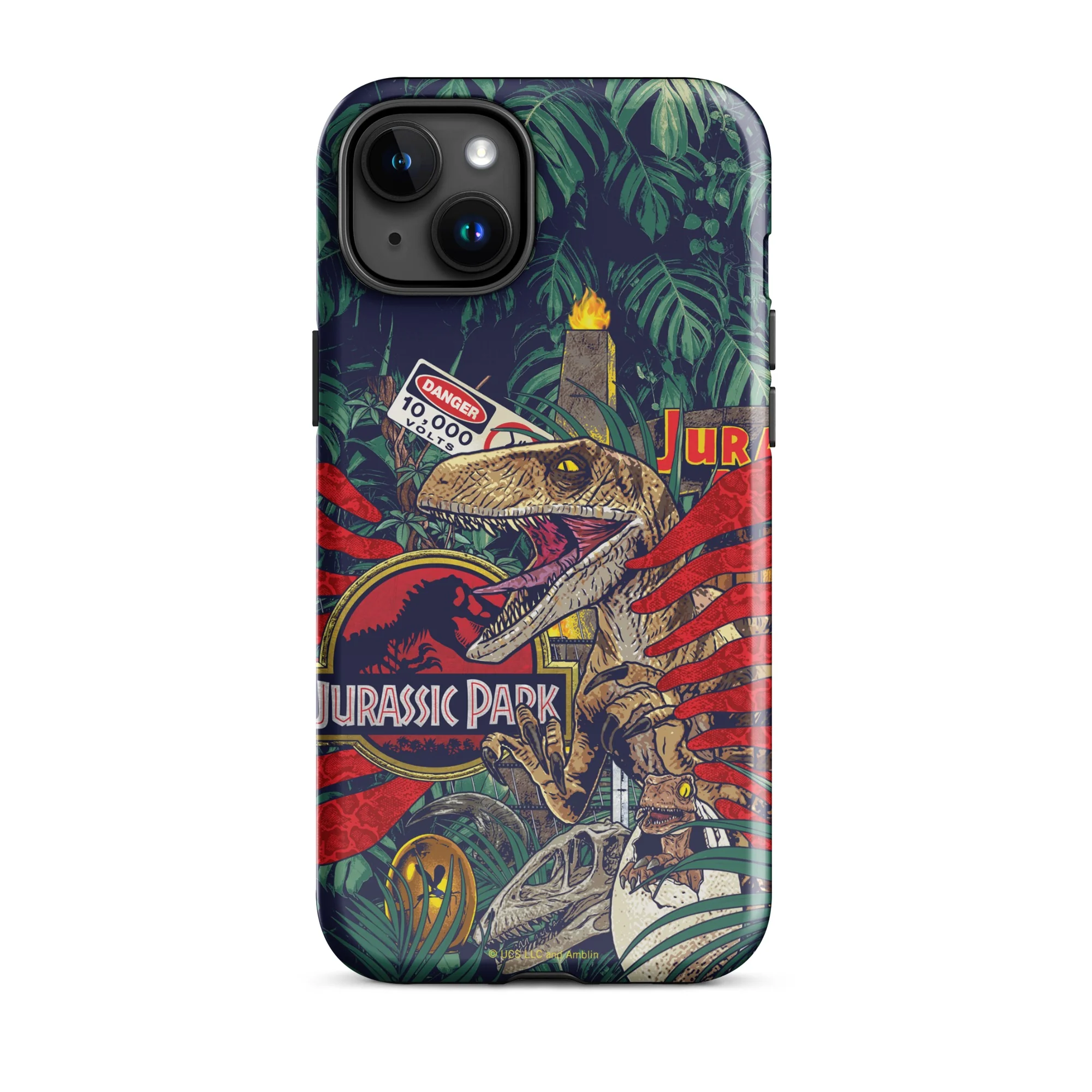 Jurassic Park Jungle Collage iPhone Tough Phone Case - Image 11
