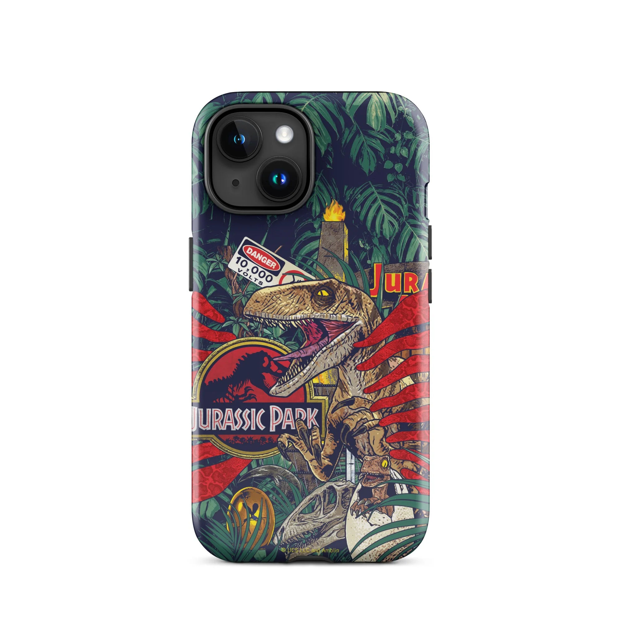 Jurassic Park Jungle Collage iPhone Tough Phone Case - Image 14
