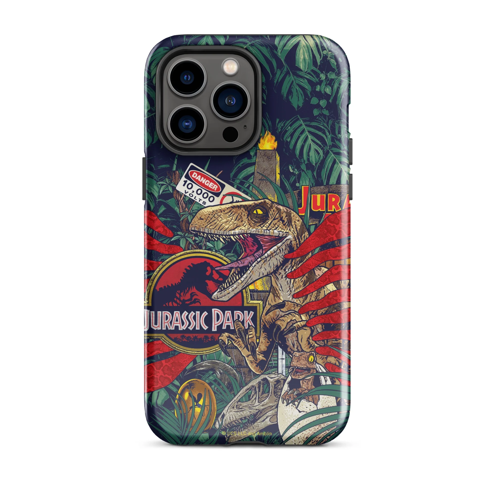 Jurassic Park Jungle Collage iPhone Tough Phone Case - Image 17