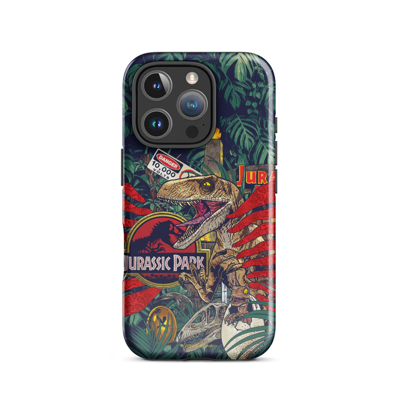 Jurassic Park Jungle Collage iPhone Tough Phone Case - Image 4