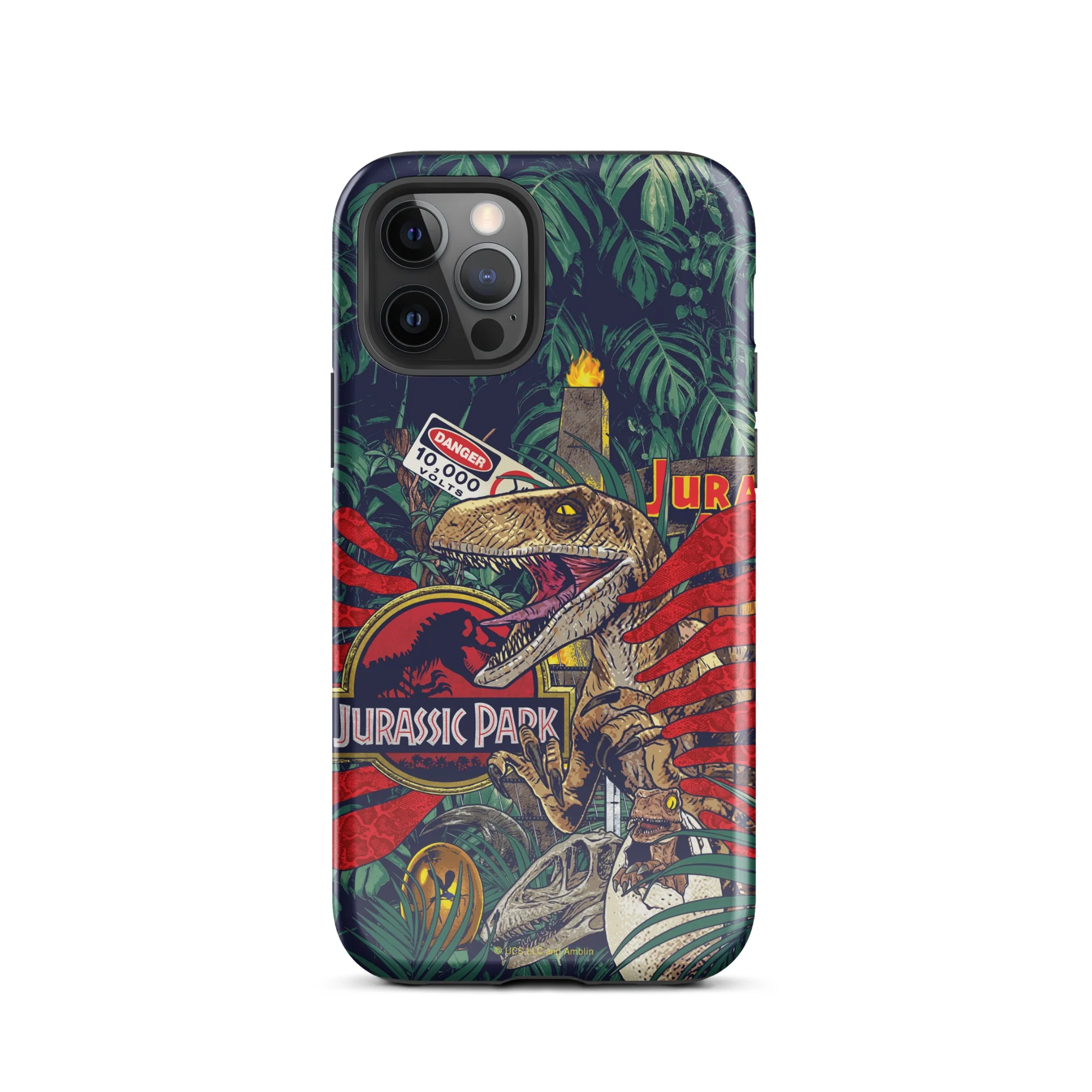Jurassic Park Jungle Collage iPhone Tough Phone Case - Image 44