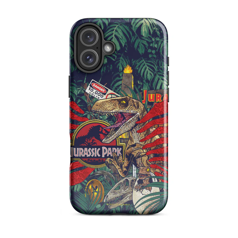 Jurassic Park Jungle Collage iPhone Tough Phone Case - Image 5