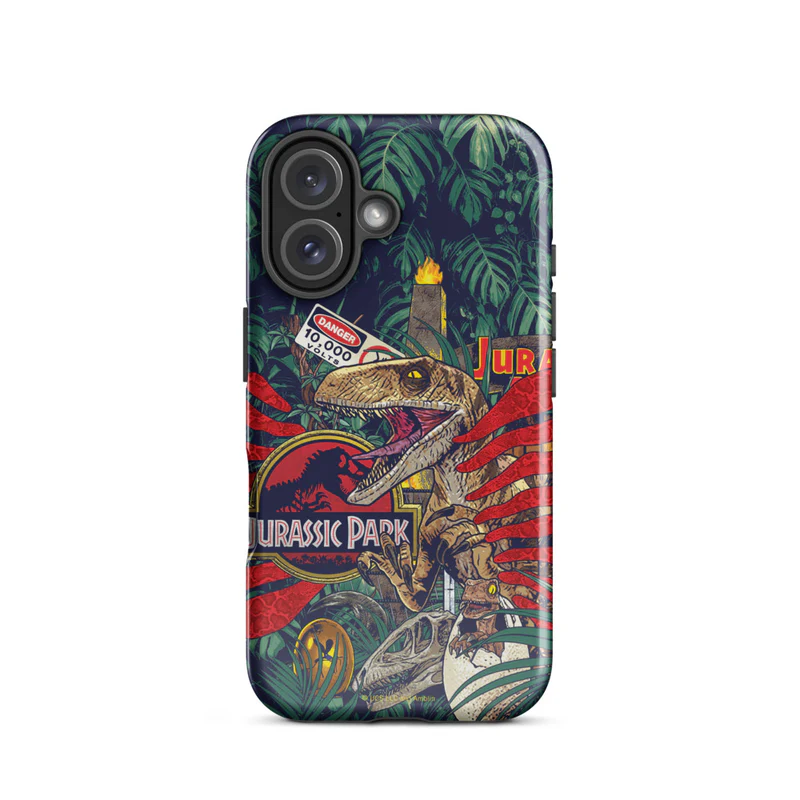 Jurassic Park Jungle Collage iPhone Tough Phone Case - Image 6