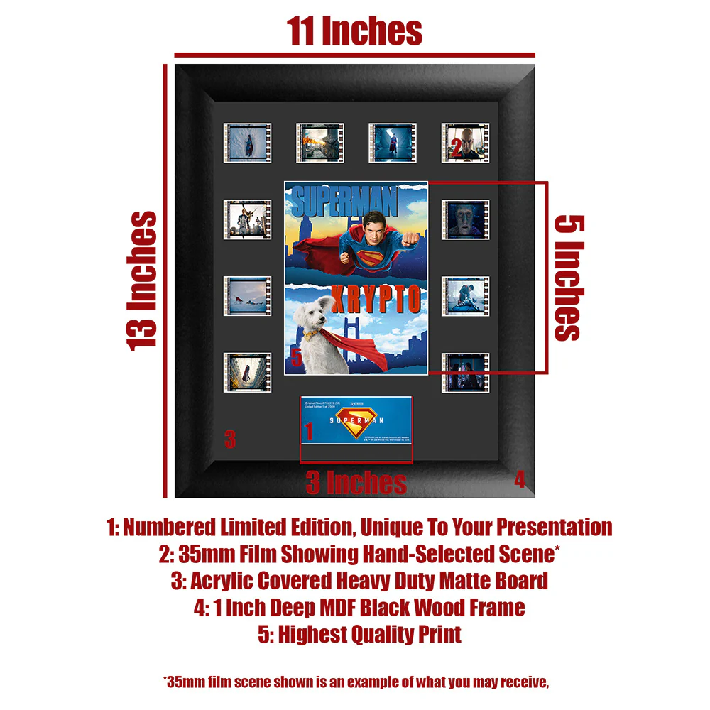 SUPERMAN (2025 Movie) Superman & Krypto FilmCells Mini Montage Framed FilmCells™ Presentation - Image 6