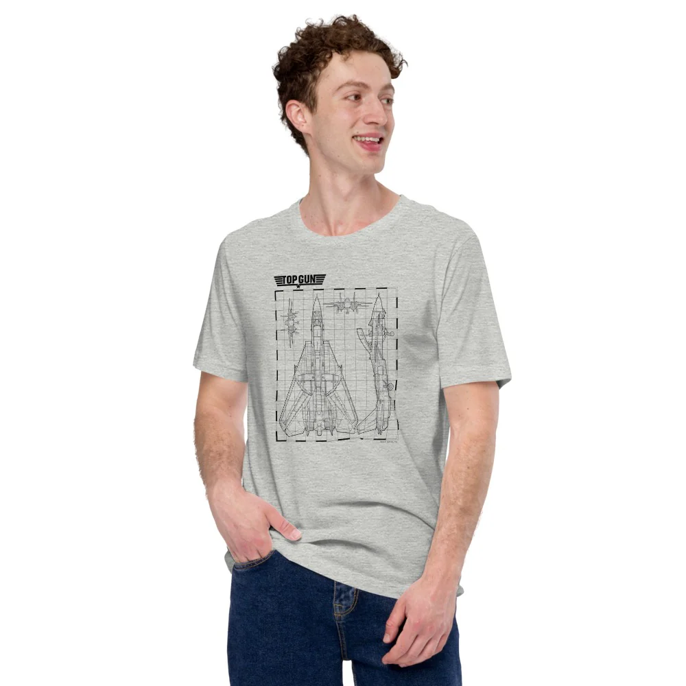 Top Gun Fighter Jet Schematics T-Shirt - Image 3