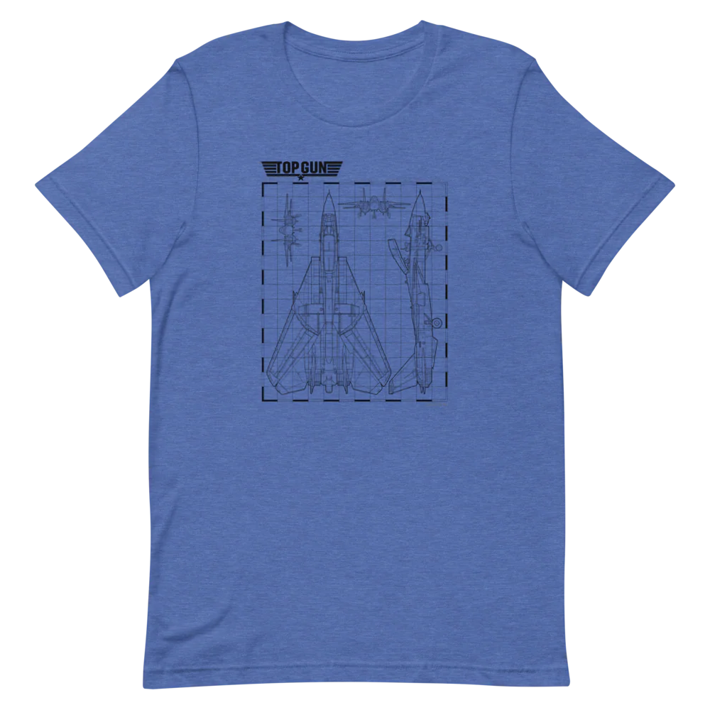 Top Gun Fighter Jet Schematics T-Shirt - Image 4