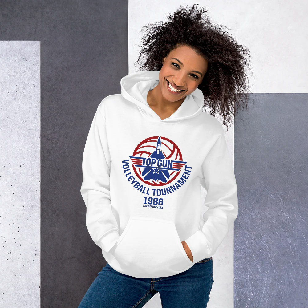 Top Gun Fighter Town USA 1986 Volleyball Tournament Hoodie - Image 3