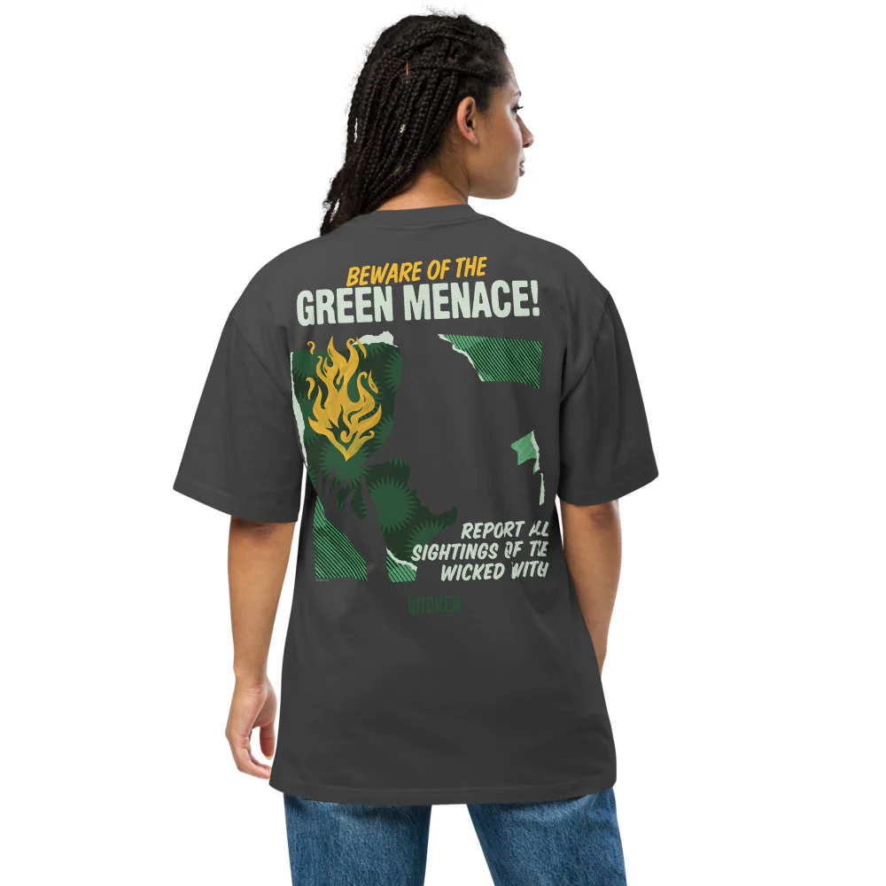Wicked: For Good Beware Oversized Faded T-Shirt - Image 3